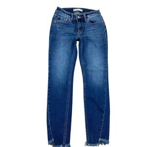 KanCan Womens Skinny Mid-Rise Jeans Size 25 Frayed Hem 211014